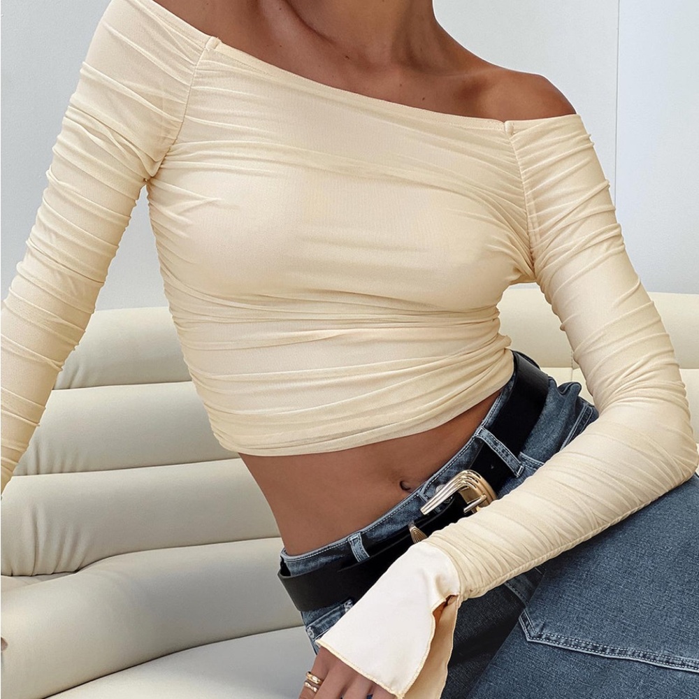 Princess Polly Cream Off the Shoulder Top